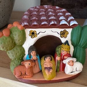 Hand Made-Terra Cotta Clay Nativity Scene